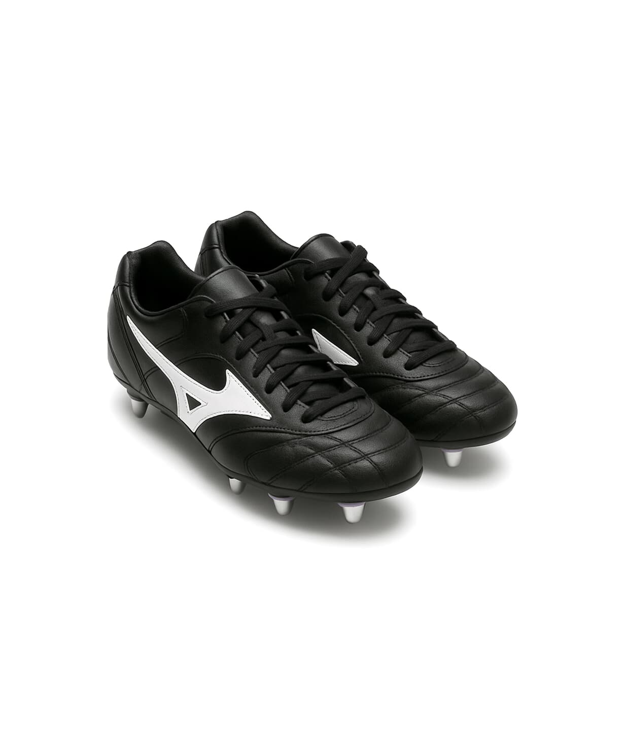 Classic black leather soccer cleats